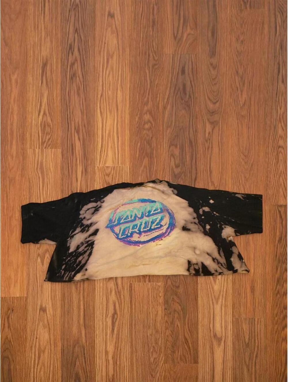 Santa Cruz DIY cut tie-dye shirt with blue/purple 'SANTA CRUZ' logo